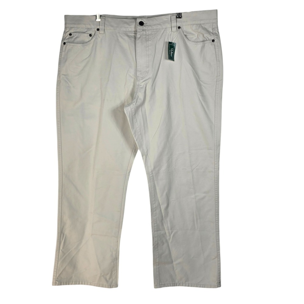 LL Bean Mens 42x29 Standard Fit 5-Pocket Twill Pants‎ Stone Beige Cotton NWT